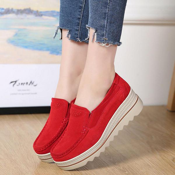 Women Suede Breathable Slip On Platforms Casual Shoes - Trendha