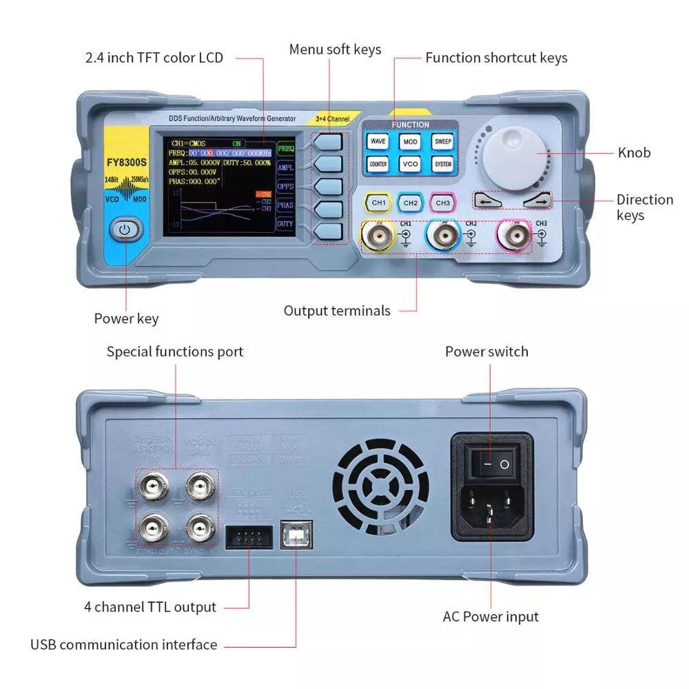 FY8300S-20MHz/40MHz/60MHz Signal Generator Signal-Source-Frequency-Counter DDS Arbitrary Waveform Three-Channel Signal Generator - Trendha