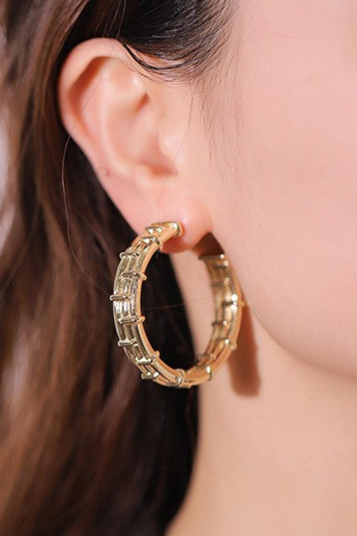 18K Gold-Plated Alloy C-Hoop Earrings - Trendha