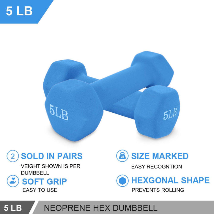 Barbell Set Of 2 All-Purpose Dumbbells In Pair Neoprene Coated Dumbbell Weights - Trendha
