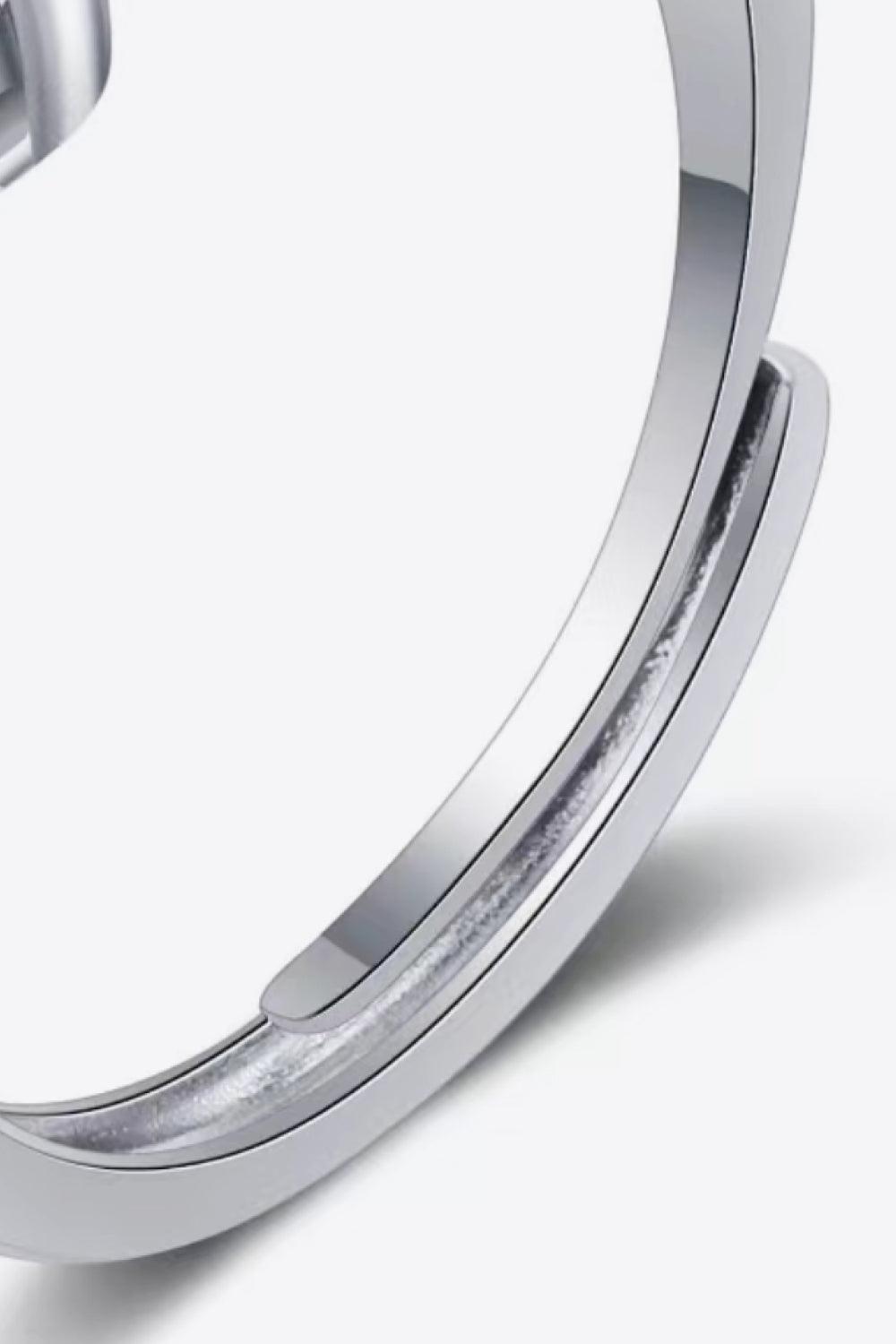925 Sterling Silver Moissanite Adjustable Ring - Trendha