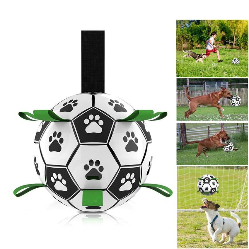 Dog Toys Interactive Pet Football Toys with Grab Tabs Dog Outdoor training Soccer Pet Bite Chew Balls for Dog accessories - Trendha
