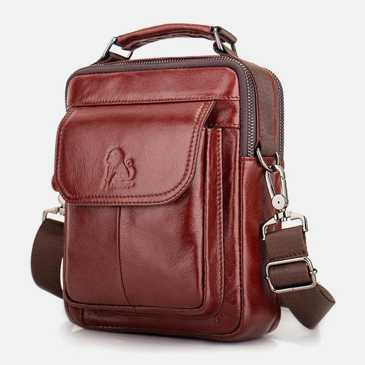 Men Genuine Leather Retro Business Leather Shoulder Bag Crossbody Bag - Trendha
