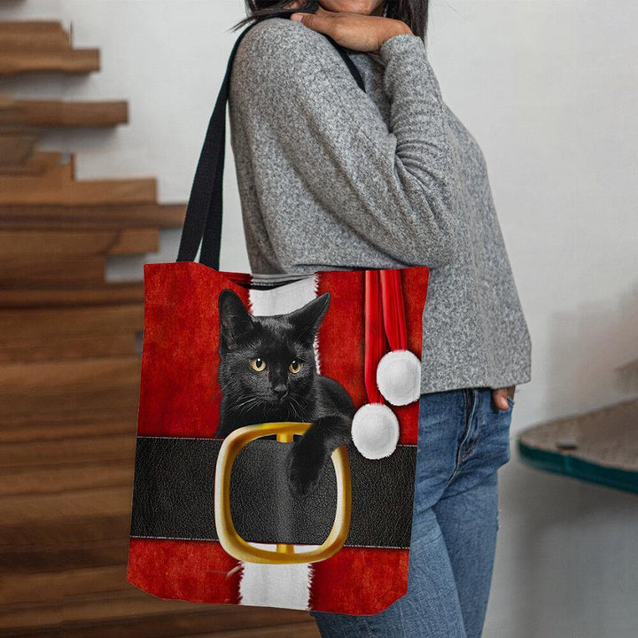 Women Felt Cute Festive 3D Cartoon Christmas Black Cat Pattern Shoulder Bag Handbag Tote - Trendha