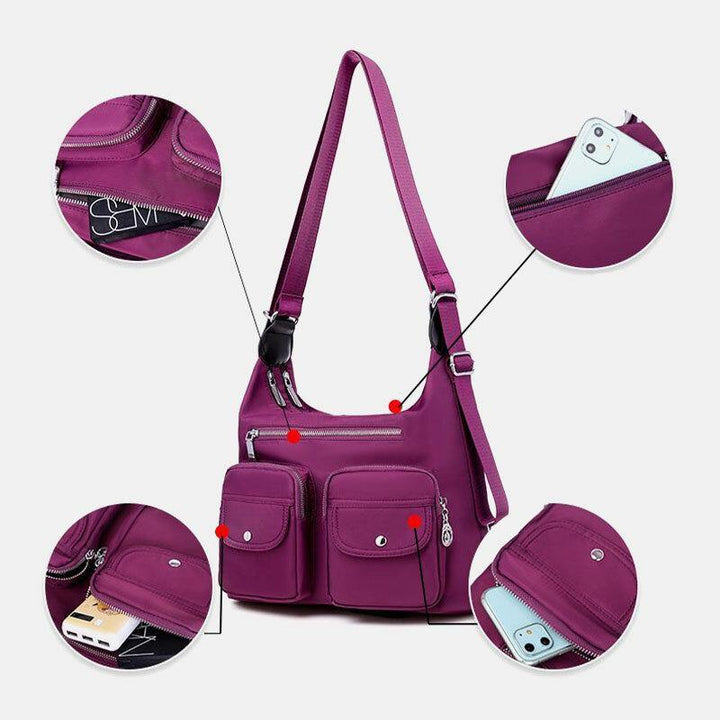 Women Waterproof Multi-Carry Multi-pocket Solid Crossbody Bag Backpack - Trendha