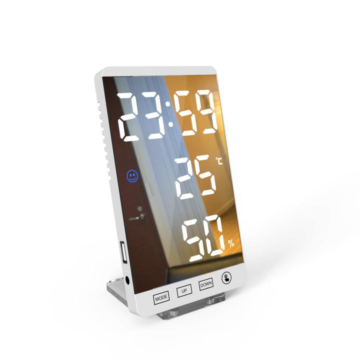 Smart Mirror LED CLock Decorative Phone Charger Alarm Clock 4-level Brightness Digital Clock with Weather Temperature Display USB Port - Trendha