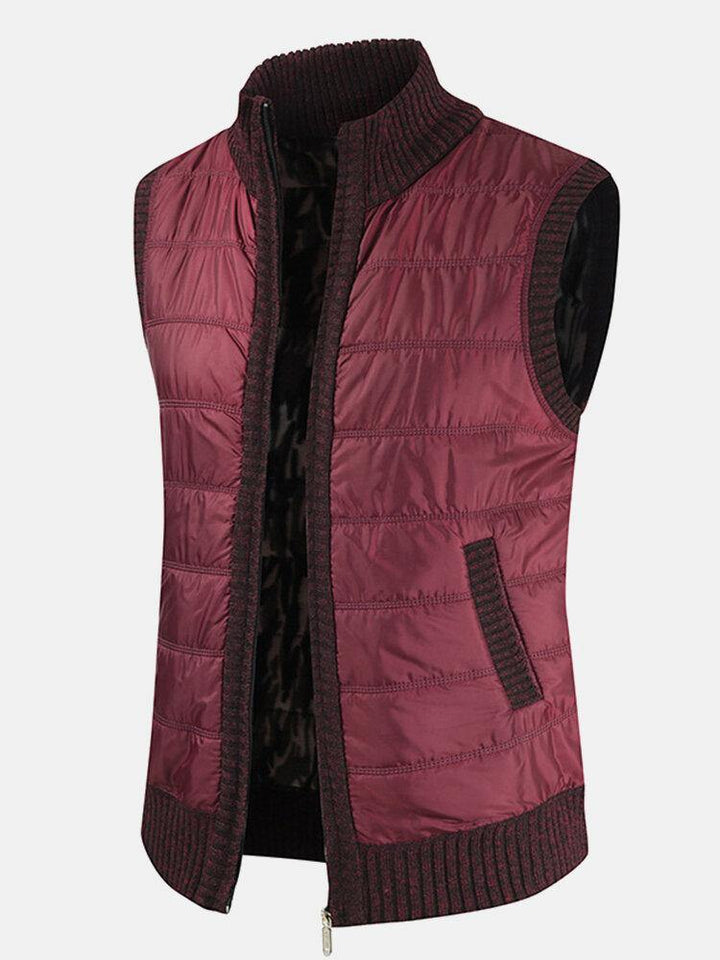 Mens Solid Color Warm Lined Slant Pocket Sleeveless Woolen Vests - Trendha