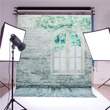 1.5x2m Brick Wall Window Floor Studio Silk Photography Backdrop Photo Background Studio Props - Trendha