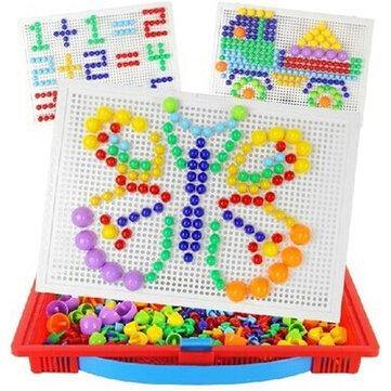 296/592Pcs Mix Color Mushroom Nails with Alphanumeric Nails Puzzle Peg Board Set Early Learning Educational Toys for Kids Gift - Trendha