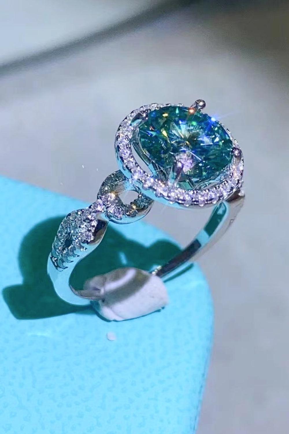 2 Carat Moissanite Emerald Green Ring - Trendha