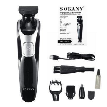 5 IN 1 Men USB Rechargeable Electric Low Noise Hair Trimmer - Trendha