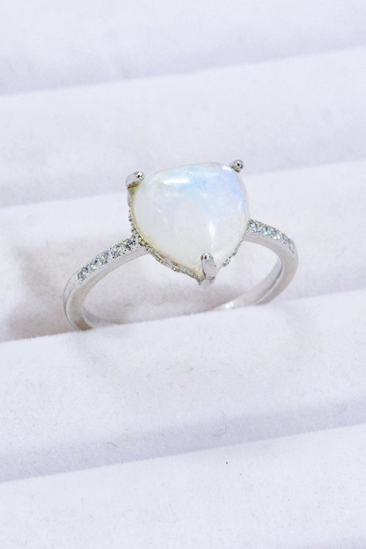 Heart-Shaped Natural Moonstone Ring - Trendha