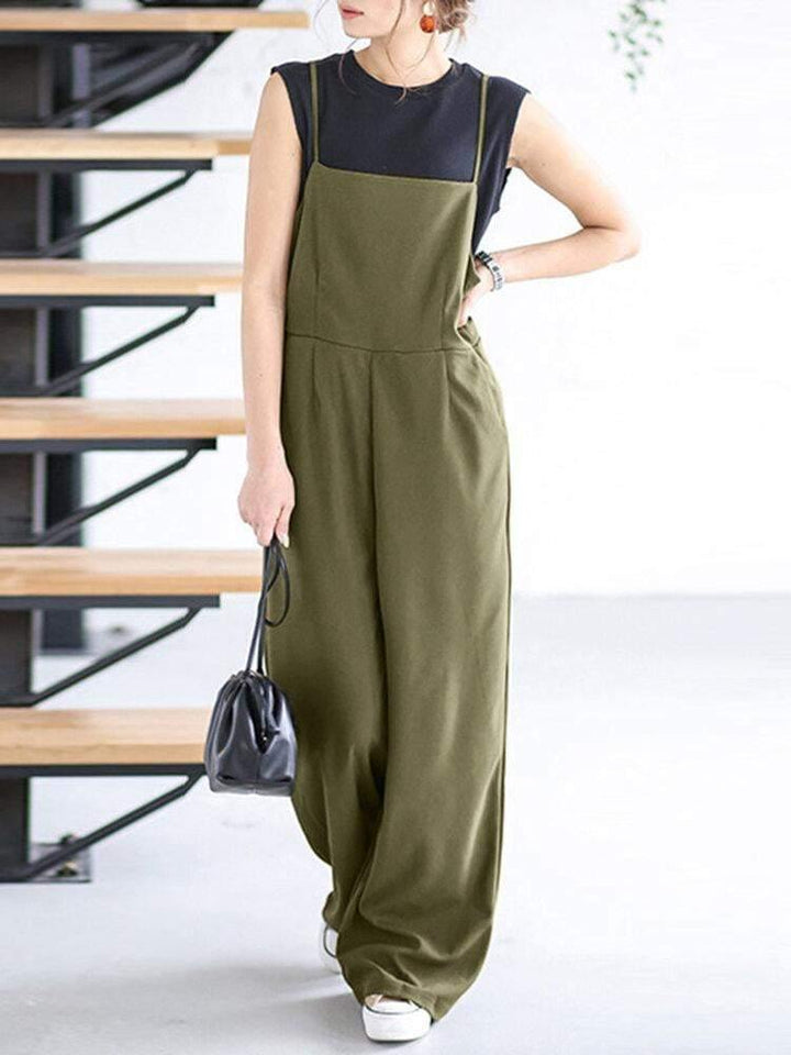 Women Solid Color Plain Cami Strappy Casual Jumpsuits - Trendha