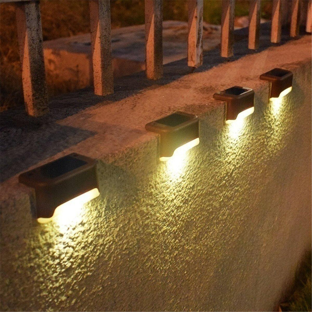 4Pcs LED Solar Powered Fence Wall Lights Garden Lamp Step Paths Decking Outdoor - Trendha