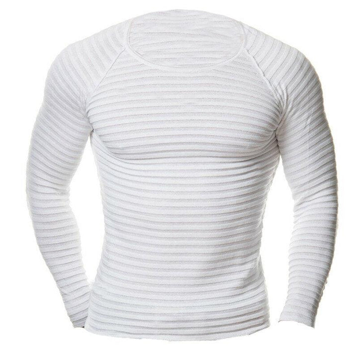 INCERUN Mens O Neck Pullover Solid Color Long Sleeve Slim Fit Top T-shirts - Trendha
