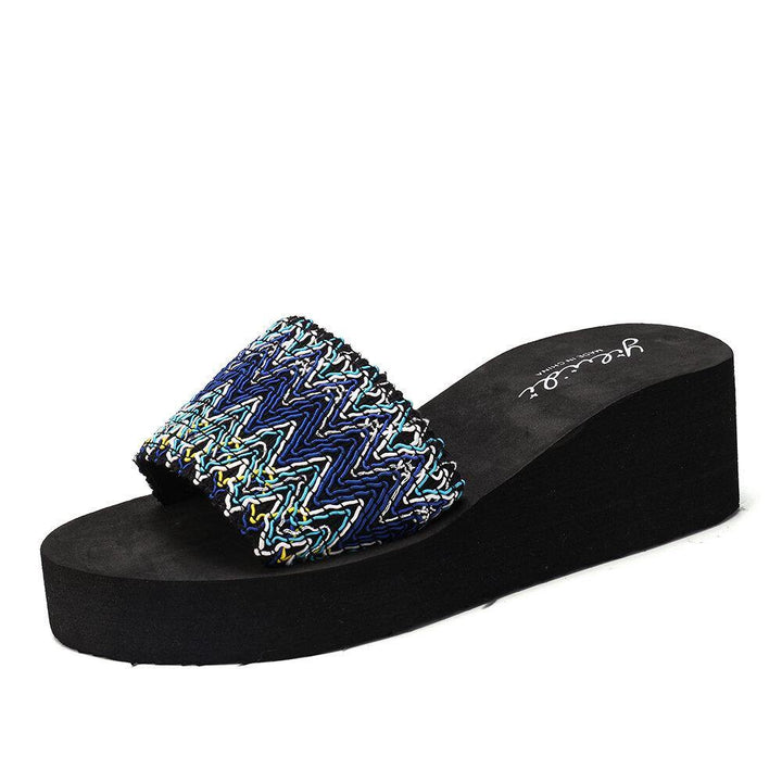 Women Colorful Wave Platform Opened Toe Slippers - Trendha