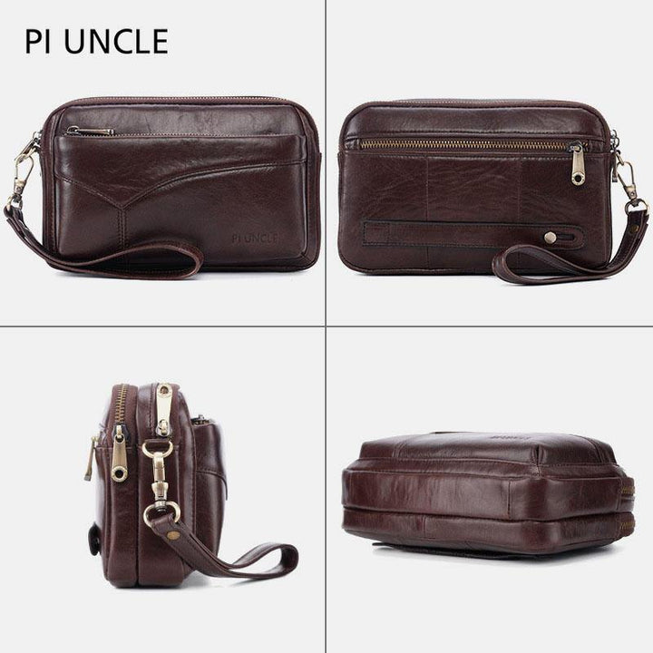 Men Genuine Leather Clutches Bags Small Phone Bag Card Holder Business Bag - Trendha