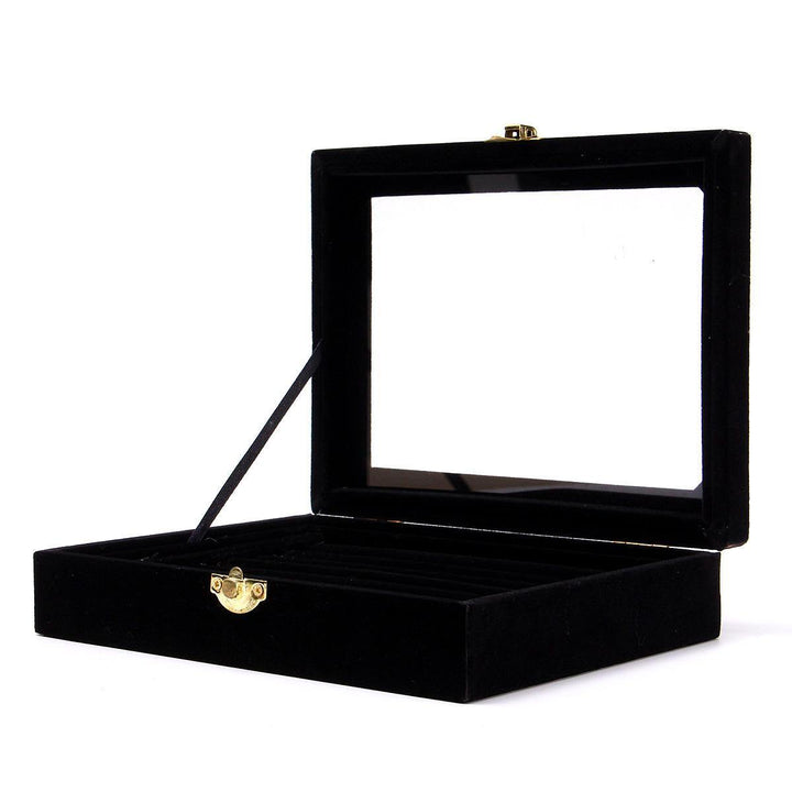 Jewelry Velvet Wood Ring Display Organizer Case Tray Holder Earring Storage Box - Trendha