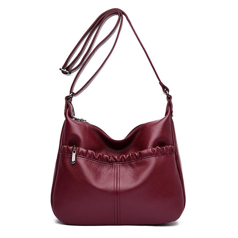 Middle-aged Women's Bag All-match Handbag Lychee Pattern One-shoulder Diagonal Ladies Bag - Trendha