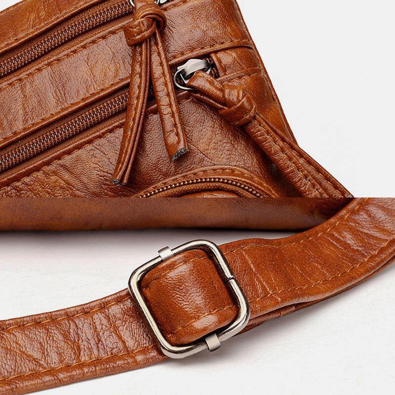 Woman Faux Leather Retro Simple Soft Multi-pocket 6.3 Inch Phone Bag Shoulder Bag Crossbody Bag - Trendha
