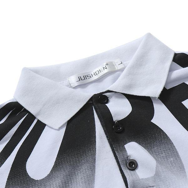 Men's Fashion Alphabet Print T-shirt Casual Slim Fit Long Sleeved Golf Shirt - Trendha