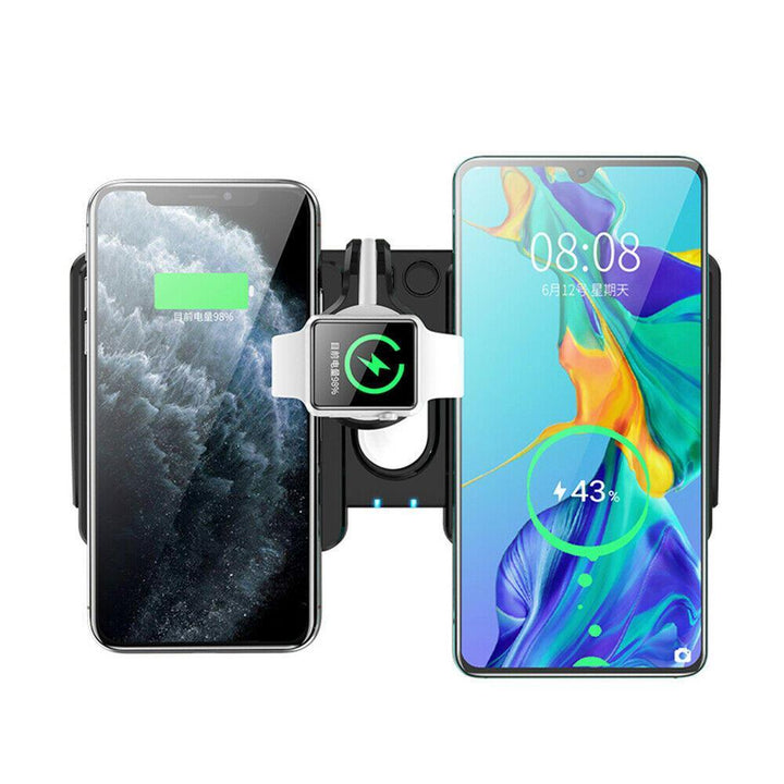4 in 1 Desktop Double Coils Qi Wireless Charger Phone Charger Watch Charger Earbuds Charger for Qi-enabled Smart Phones Apple Watch Series 1 2 3 4 5 Apple AirPods Pro - Trendha