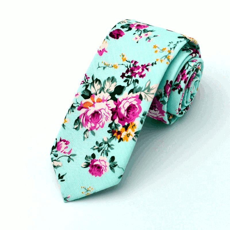 Mens Wedding Cotton Printing Floral Ties Suit Skinny Ties Grooms Necktie For Men - Trendha