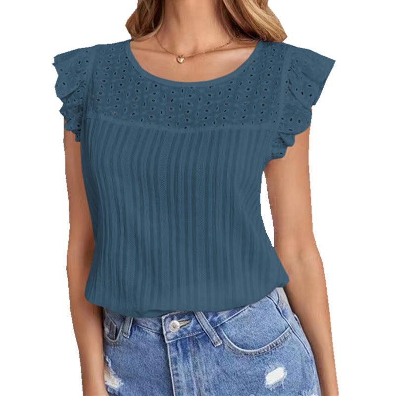 Women's Patchwork Sleeveless Ruffled T-shirt - Trendha