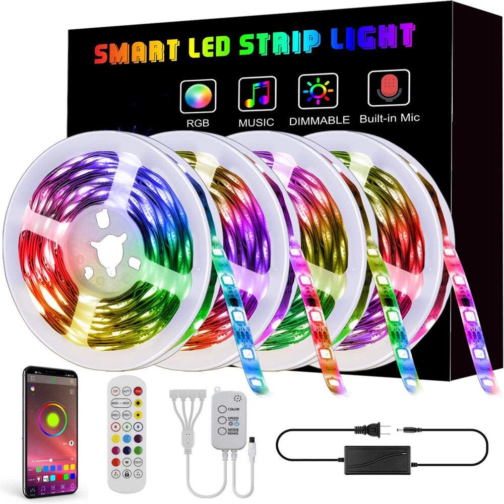 ARILUX® 65.6FT 10M/15M/20M 5050 Smart LED Strip Light Non-waterproof RGB Rope Lamp with bluetooth Music Controller+Remote Control Christmas Decorations Clearance Christmas Lights - Trendha