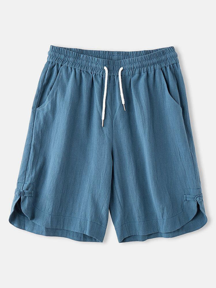 Mens 100% Cotton Drawstring Breathable Pocket Fit Comfy Casual Shorts - Trendha