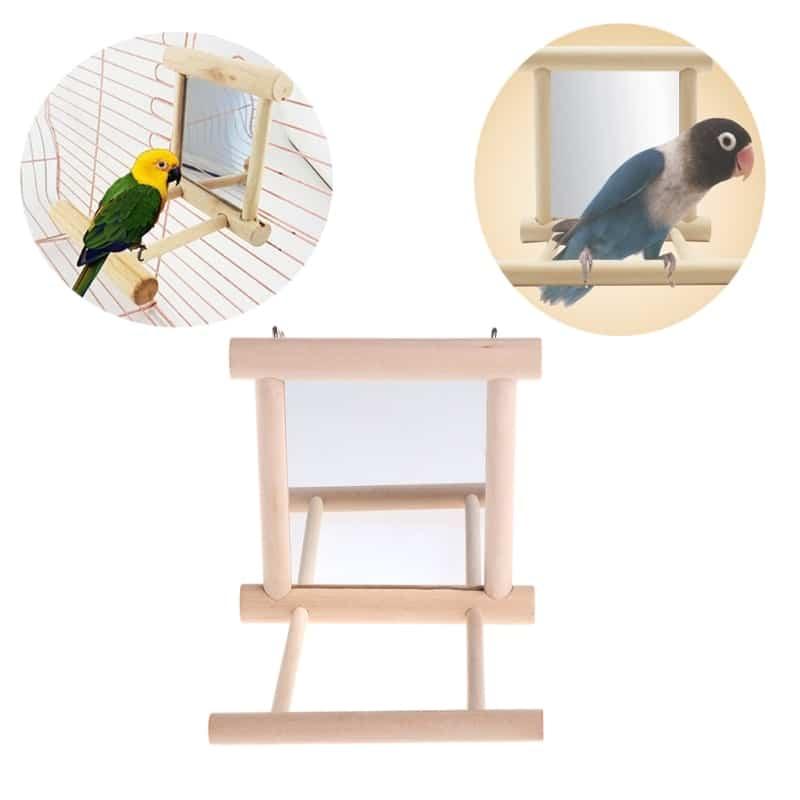 Bird's Mirror Toy with Perch - Trendha