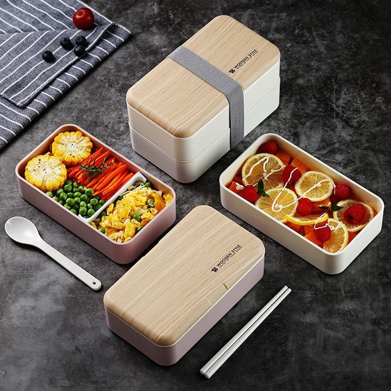 BPA Free Double Layer Lunch Box with Spoon/Chopsticks - Trendha