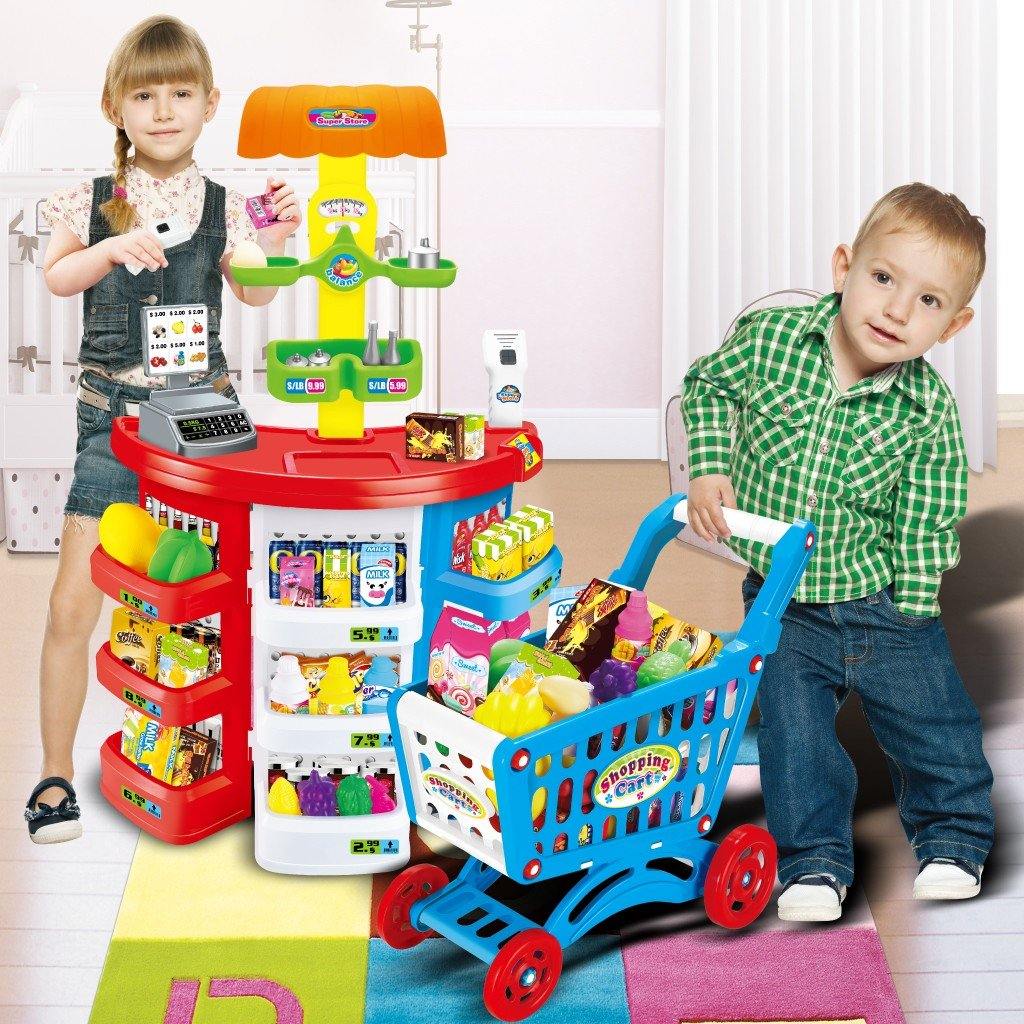 hopping Grocery Play Store For Kids With Shopping Cart And Scanner - Trendha