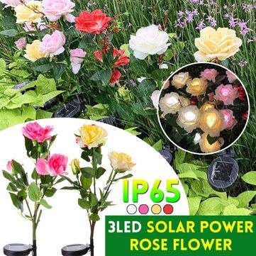 Solar Powered Artificial Rose Flower LED Lawn Light Outdoor Courtyard Garden Decoration - Trendha