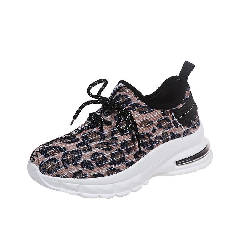Leopard Print Women's Shoes Platform Platform Casual Sneakers - Trendha