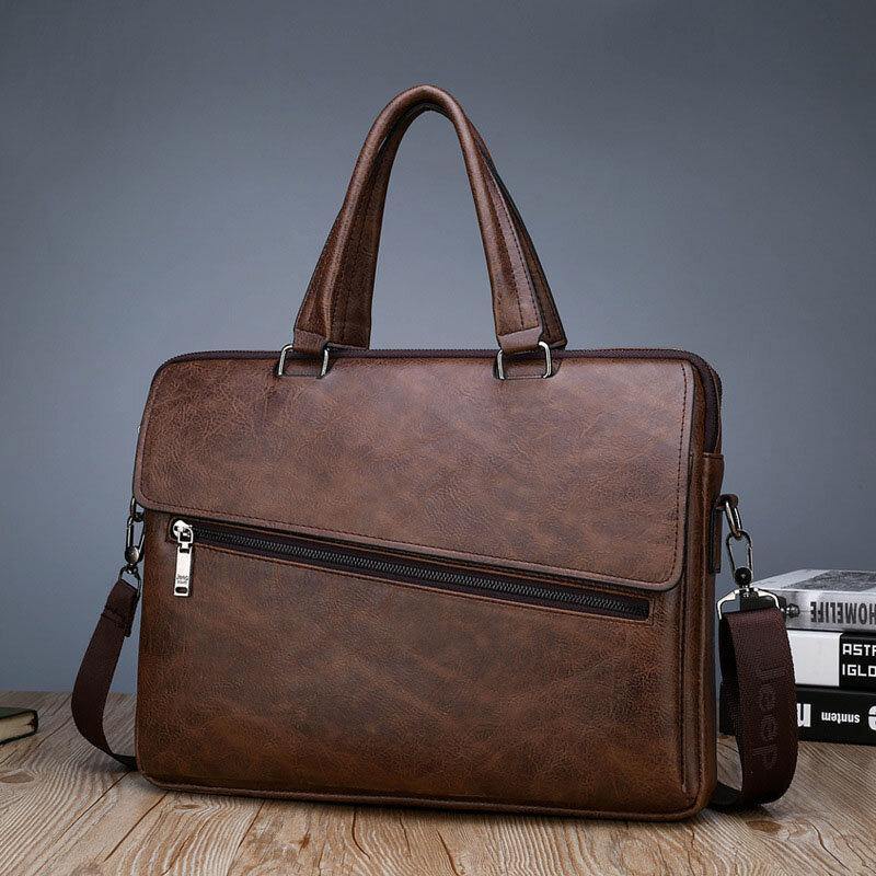 Men PU Leather Multifunction Anti-Theft Vintage Business Messenger Bag Crossbody Bag Handbag Shoulder Bag - Trendha