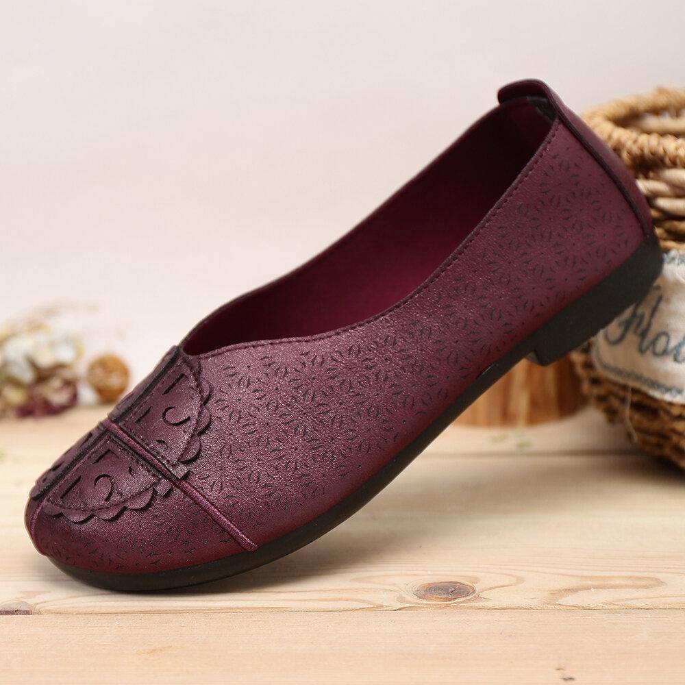 Women's Casual Solid Color Hollow Comfortable Slip Resistant Flats - Trendha