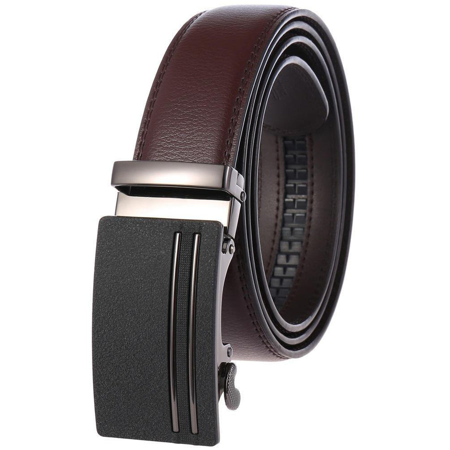 Two-layer Leather Belt Business Belt Automatic Buckle Belt - Trendha