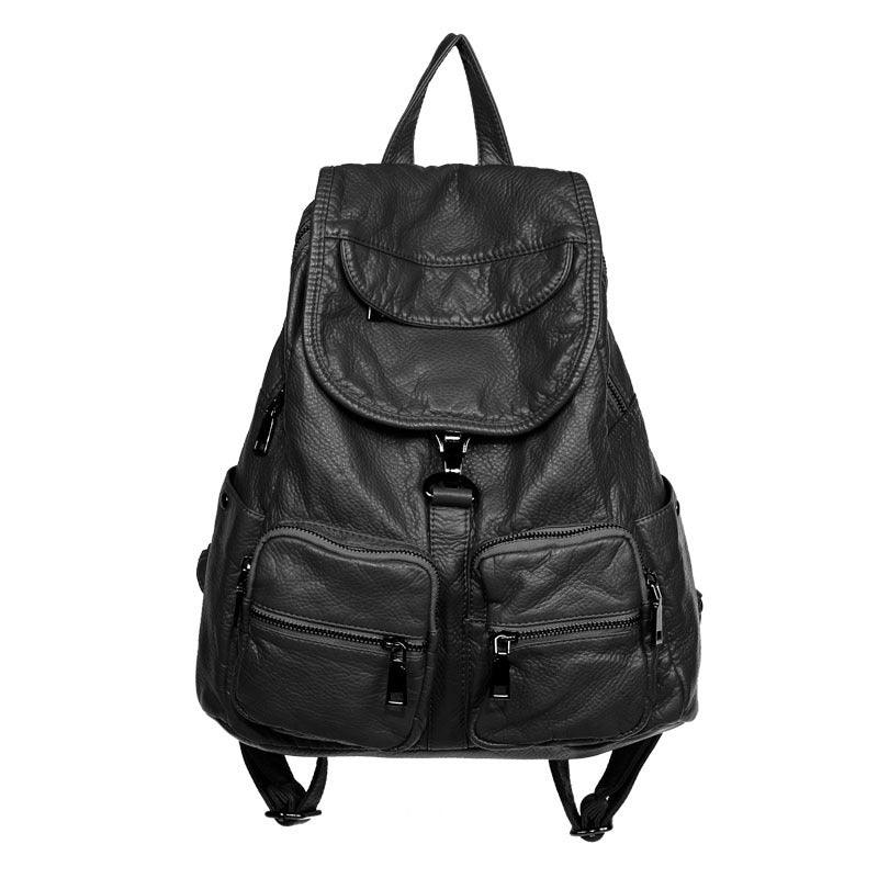 Leisure Travel Bag Fashion All-match Soft Leather Backpack - Trendha