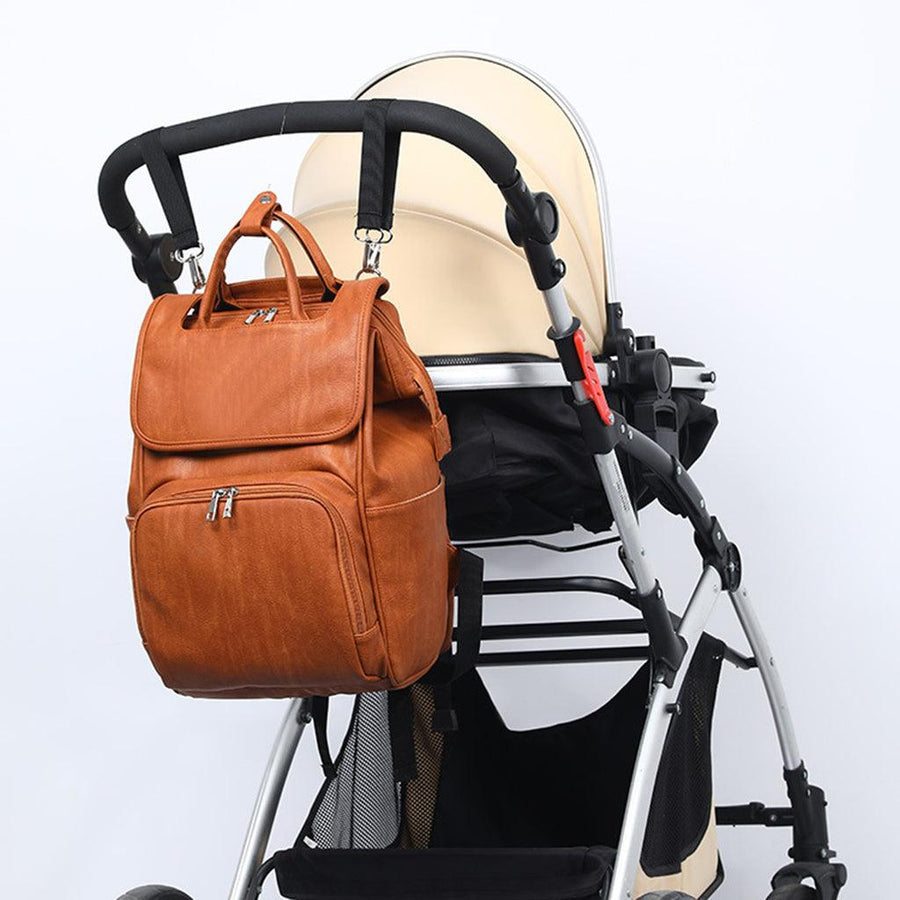 New PU Leather Diaper Bag Baby Mummy Maternity Bag Backpack Nappy Nursing Bag Outdoor Travel Bag Foldable Cradle - Trendha