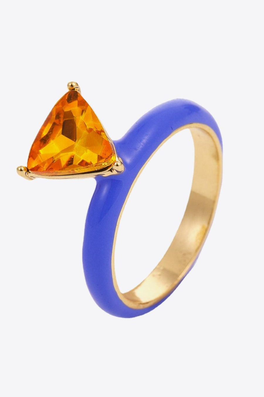 18K Gold Plated Triangle Glass Stone Ring - Trendha