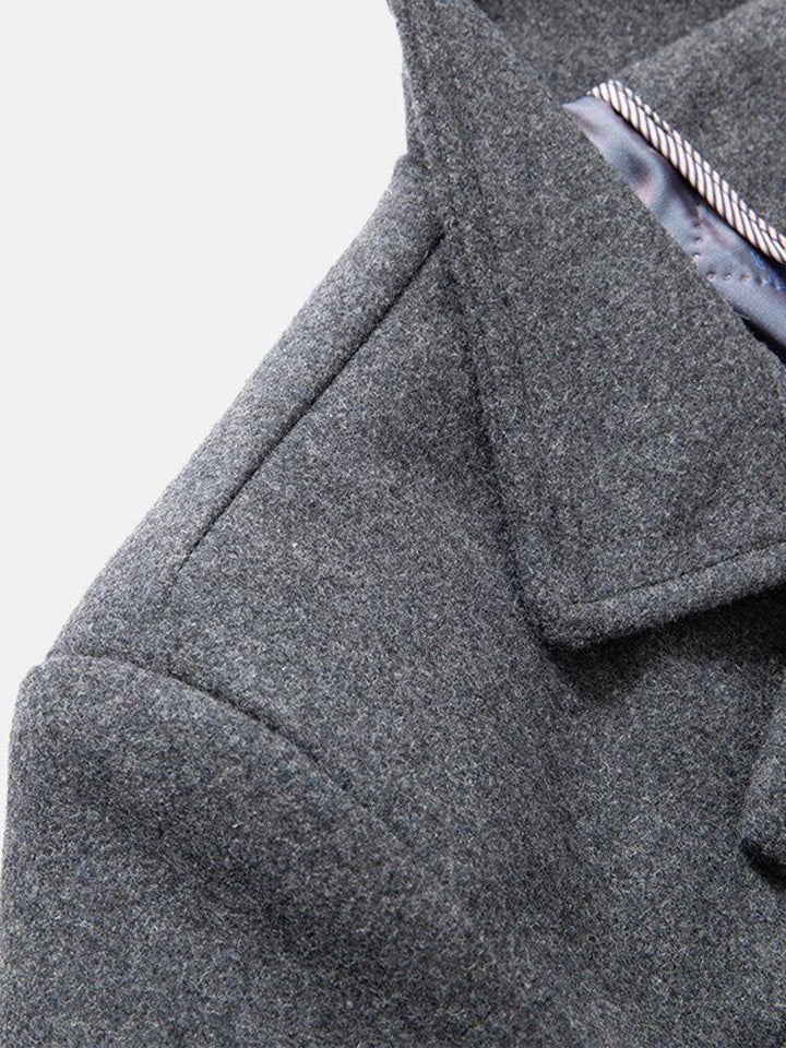 Mens Business Single-Breasted Solid Color Woolen Cloth Trench Coats - Trendha