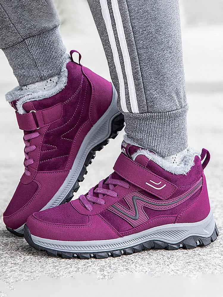 Women Comfy Warm Lining Slip Resistant High Top Outdoor Walking Shoes - Trendha