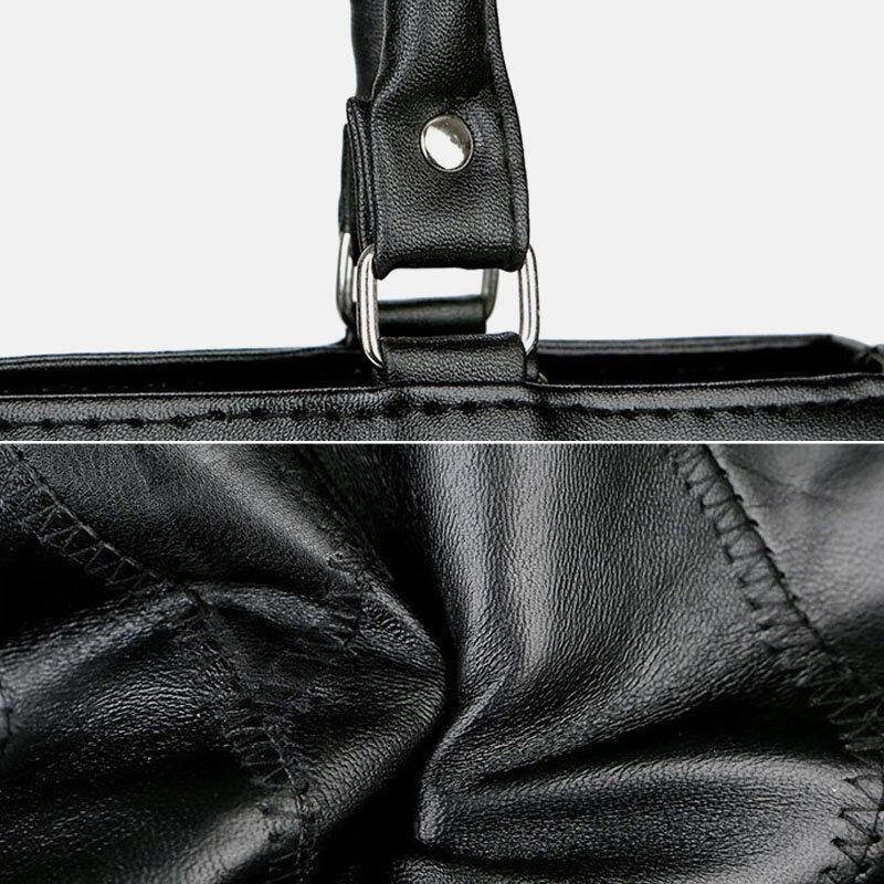 Women Genuine Leather Patchwork Painted Tote Bag Multi-pocket Large Capacity Handbags Vintage Crossbody Bags - Trendha