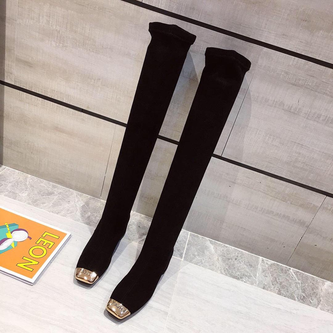 Boots Over The Knee Square Toe Thin Skinny Boots Knight Boots High Boots Long Boots Women - Trendha