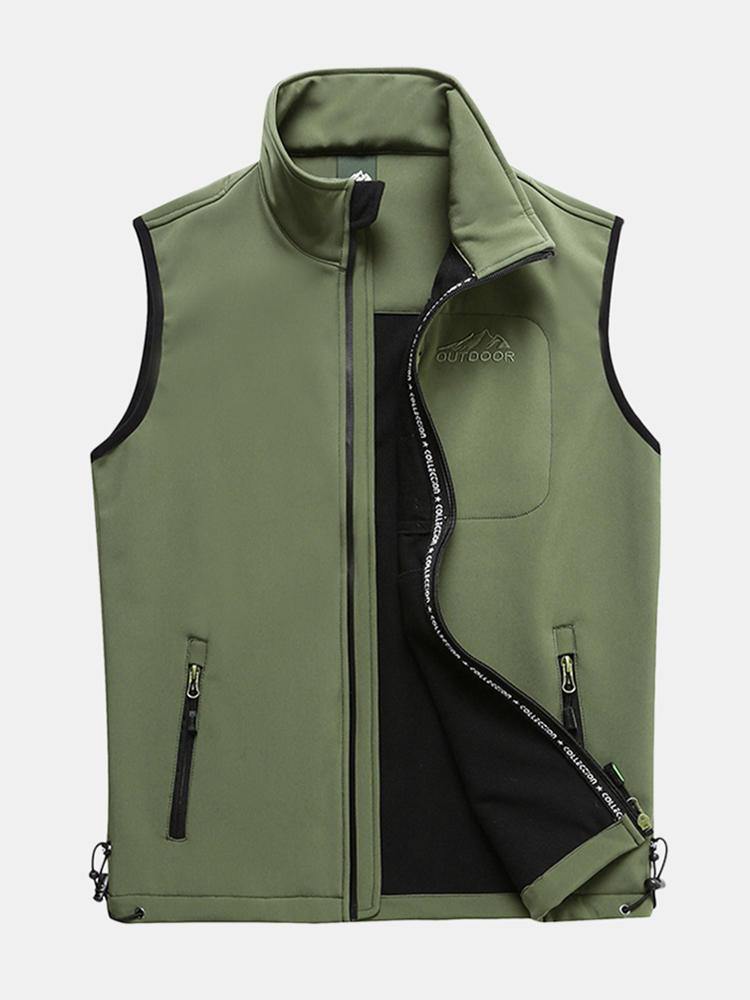 Mens Outdoor Soft Shell Sport Warm Solid Color Vest - Trendha
