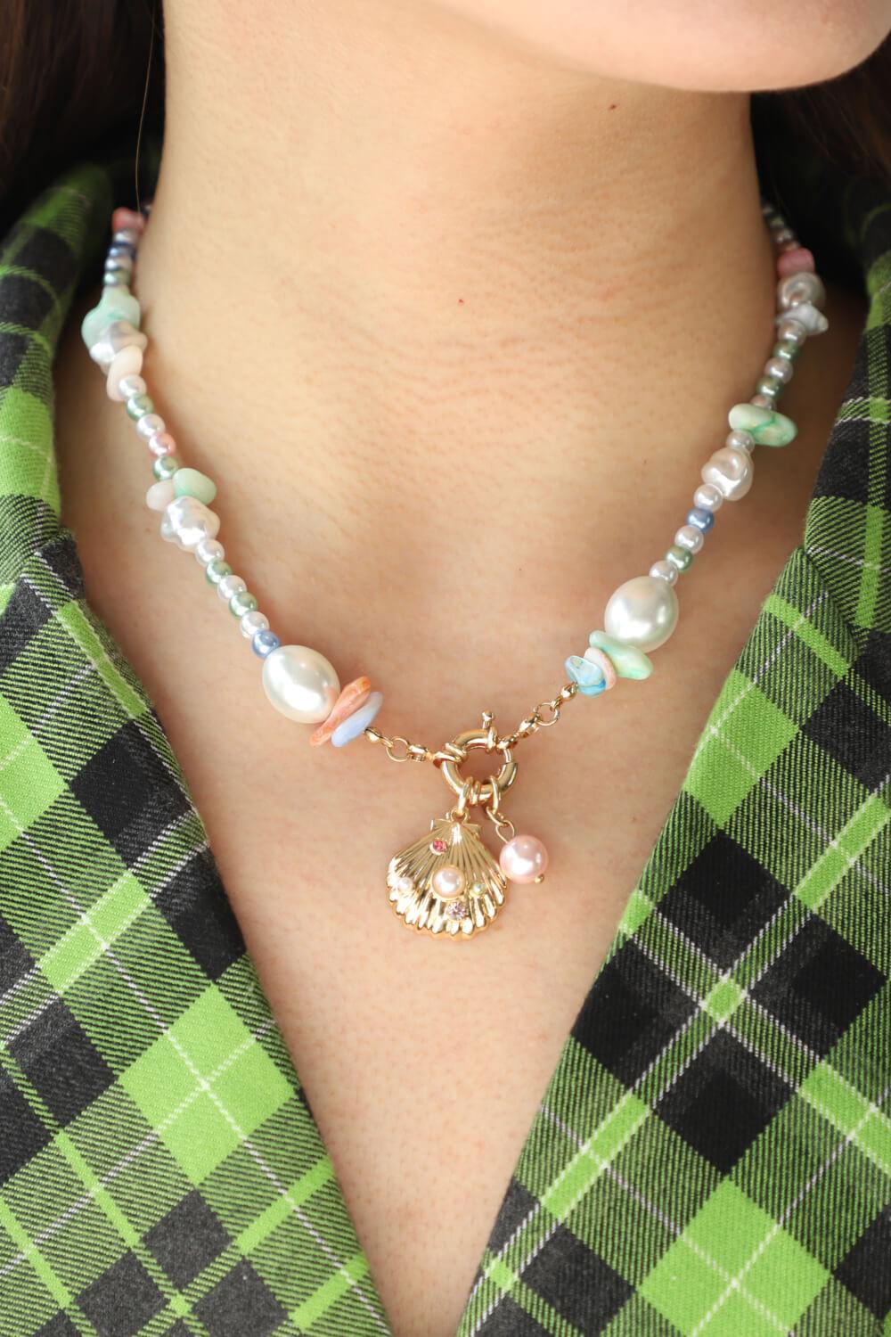 Colorful Synthetic Pearl Necklace - Trendha