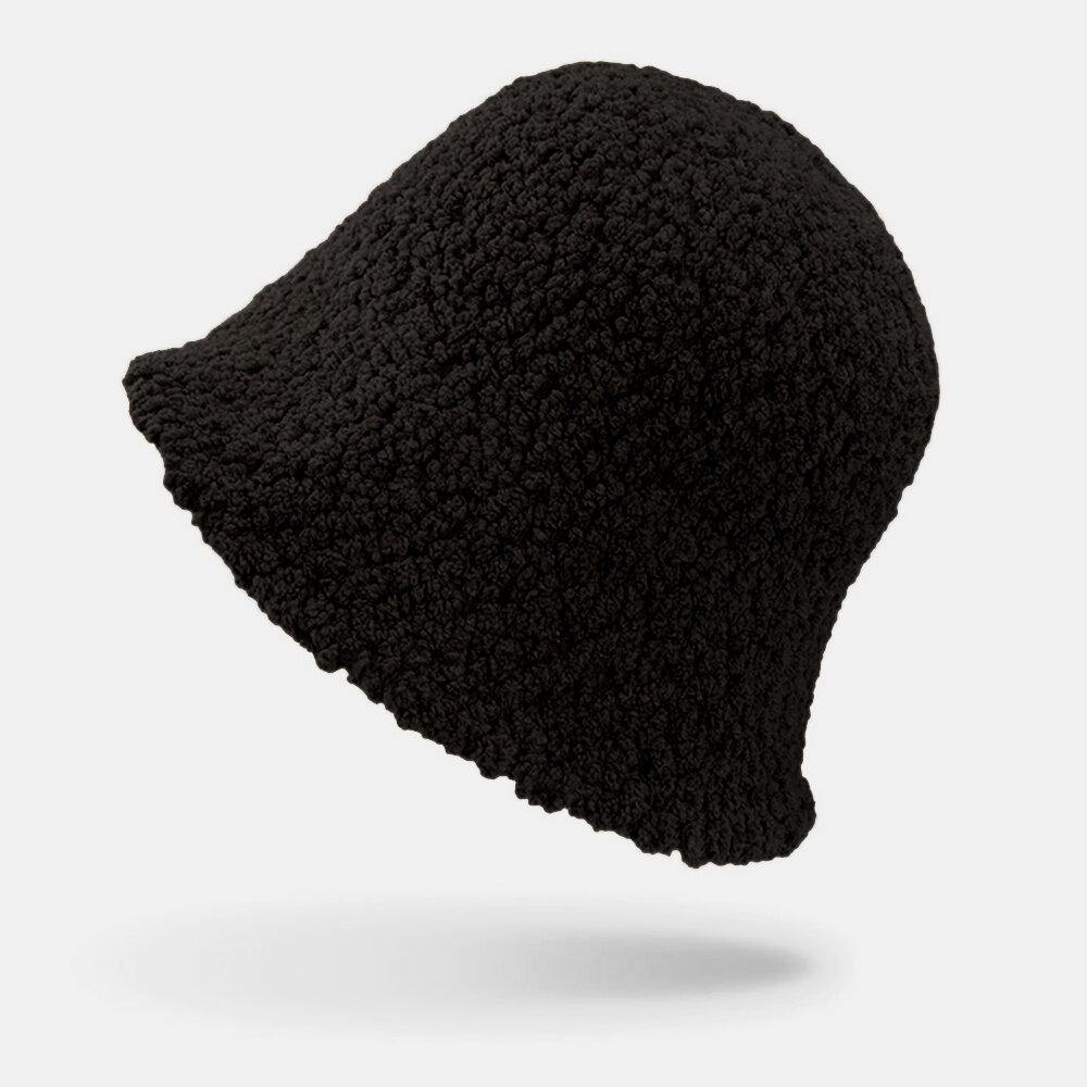 Women Cashmere Thick Plain Color Keep Warm Casual Fashion Sunvisor Bucket Hat - Trendha