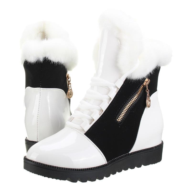 Women Fur Lining Stitching Warm Winter High Top Casual Mid-Calf Snow Boots - Trendha
