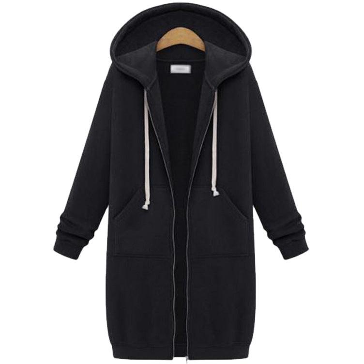Hooded Long Sleeve Sweater Fleece Long Jacket - Stylish and Cozy Outerwear